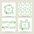 Set of four herbal card templates.