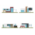 Set of four houses and modern houses, Modern building and architecture