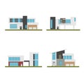 Set of four houses and modern houses, Modern building and architecture