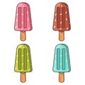 Set of four ice creams in different colors.