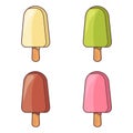 Set of four ice creams in different colors.