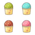 Set of four ice creams in different colors.