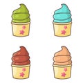 Set of four ice creams in different colors.