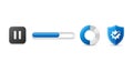 A set of four icons representing pause, loading, pie chart, and security on a white background Royalty Free Stock Photo
