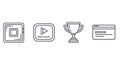 A set of four icons representing video lessons, awards, and online learning tools Royalty Free Stock Photo