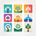 set of four icons with treeset tree Royalty Free Stock Photo