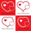 Set of four illustration of three hearts.