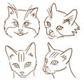 Set of four illustrations with cats