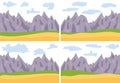 Set of four images with natural cartoon landscape in the flat style