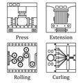 A set of four images of technological processes: pressing Royalty Free Stock Photo