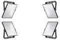 Set of four isolated led spotlights on white background. Translucent diffuser with small cells. A high resolution.