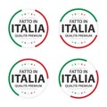 Set of four Italian icons, Italian title Made in Italy, premium quality stickers and symbols, simple vector illustration Royalty Free Stock Photo