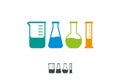 Set of four laboratory flask icons. Various shape lab glass bottle, test tube symbol. Royalty Free Stock Photo