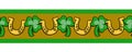 A set of four-leaf clover leaves with a golden horseshoe for luck. Happy St. Patrick's Day. Seamless border, pattern Royalty Free Stock Photo