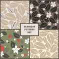 Set of four leaves seamless pattern. Vector. Royalty Free Stock Photo