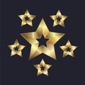 SET of four luxury star, golden star light, premium star shapes, symbols, icons vector illustration design.