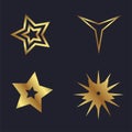 SET of four luxury star, golden star light, premium star shapes, symbols, icons vector illustration design.