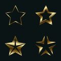 SET of four luxury star, golden star light, premium star shapes, symbols, icons vector illustration design