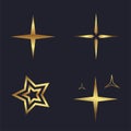 SET of four luxury star, golden star light, premium star shapes, symbols, icons vector illustration design.