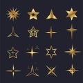 SET of four luxury star, golden star light, premium star shapes, symbols, icons vector illustration design.