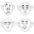 Set of four male grimaces