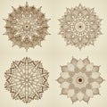 Set of four mandalas. Beautiful flowers. Royalty Free Stock Photo