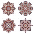 Set of four mandalas. Royalty Free Stock Photo