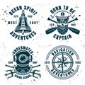 Set of four maritime vector emblems or badges