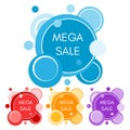 Set of four mega sale stickers with abstract colorful geometric forms
