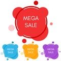 Set of four mega sale stickers with abstract colorful geometric forms