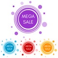 Set of four mega sale stickers with abstract colorful geometric forms