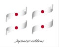 Set of four modern color vector ribbons in Japanese colors