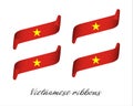 Set of four modern color vector ribbons in Vietnamese colors