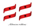 Set of four modern colored vector ribbons in the color of Albania