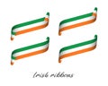 Set of four modern colored vector ribbons with Irish tricolor