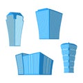 Set of four modern high-rise building on a white background