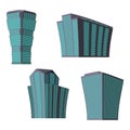 Set of four modern high-rise building on a white background