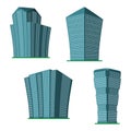 Set of four modern high-rise building on a white background