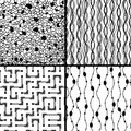 Set of four monochrome geometrical patterns