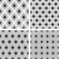 Set of four monochrome geometrical patterns