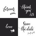 Set with four monochrome hand drawn text pretty backgrounds