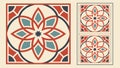 Set of Four Moroccan Tile Inspired Geometric Patterns, vector design Generative AI Royalty Free Stock Photo