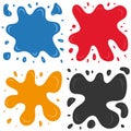 Set of four multi color splashes on a white background