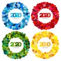 Set of four multi colored circles Happy New Year 2020 Royalty Free Stock Photo