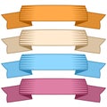 Set of four multicolor ribbons and banners for web design. Royalty Free Stock Photo