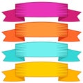 Set of four multicolor ribbons and banners for web design. Royalty Free Stock Photo