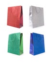 Set of Four Multicolored Glitter Gift Bags Royalty Free Stock Photo