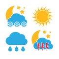 Set of four Multicolored Weather Icons