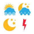 Set of four Multicolored Weather Icons