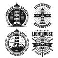 Set of four nautical monochrome emblems or badges Royalty Free Stock Photo
